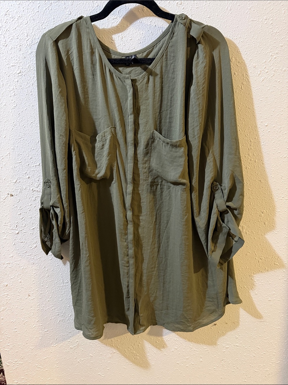 Maurices Olive Green Lightweight Button-Front Tunic